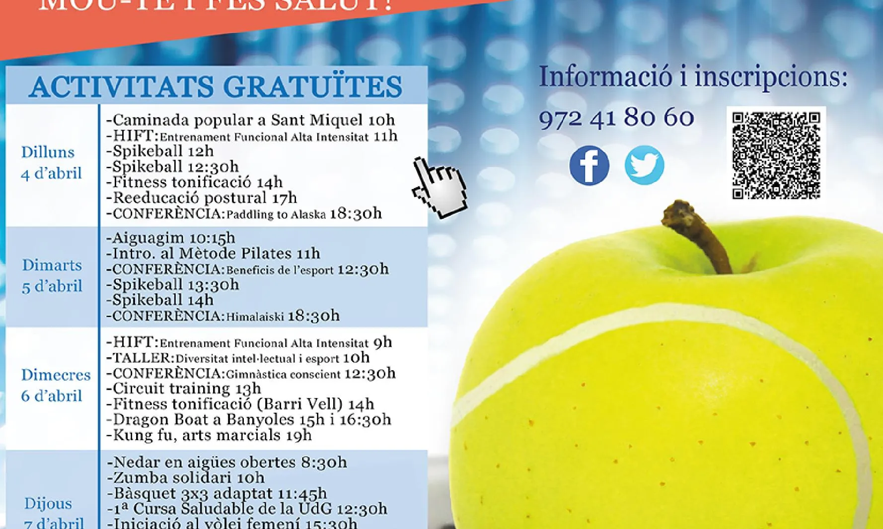 Cartell d'activitats gratuïtes organitzades per la 7a Setmana de l'Esport Saludable de la UdG (Font: UdG)