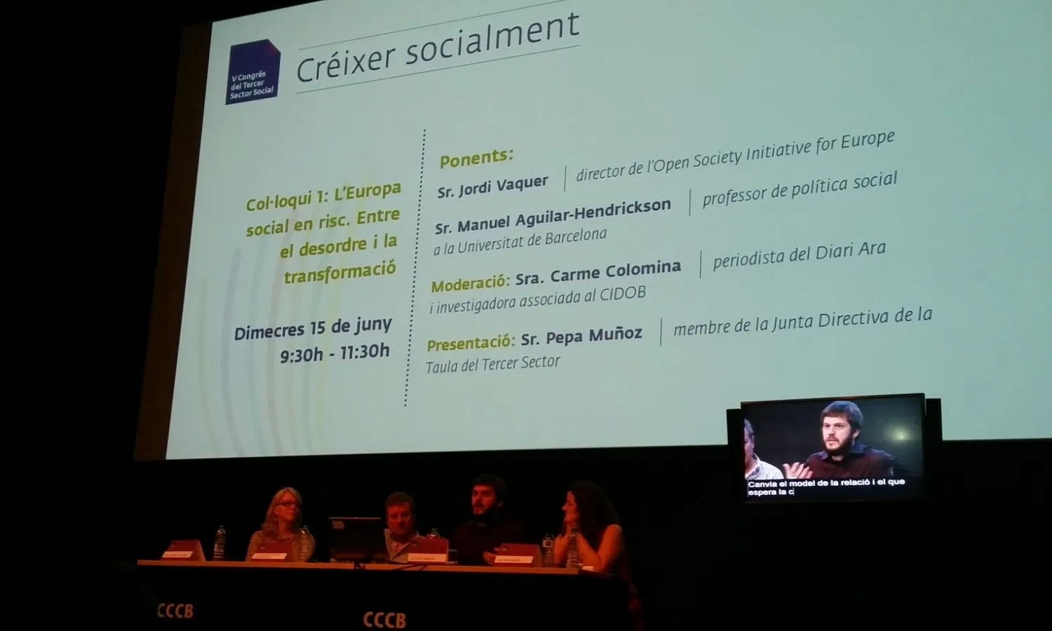 Imatge del col·loqui "Europa social en risc: entre el desordre i la transformació"