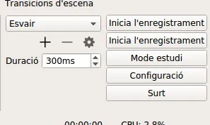 La configuració de les transicions, és també molt senzill. 