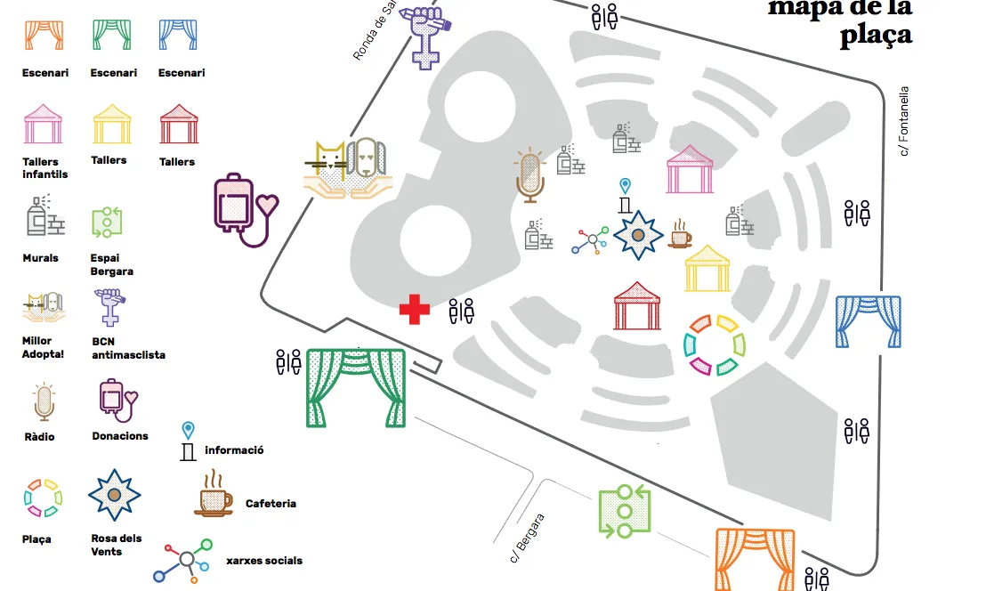 Mapa de Plaça Catalunya on es realitzaran les diferents activitats (Font: http://associat.barcelona)