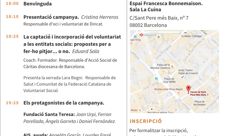 Programa de l'acte d'inauguració de la campanya #Aixòenganxa. Font: Dincat.