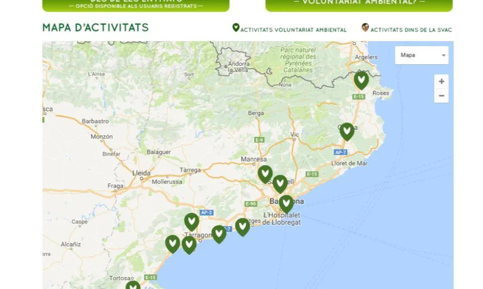 El portal voluntariatambiental.cat es visualitzen les crides de voluntariat ambiental en les quals pode participar (imatge: voluntariatambiental.cat)