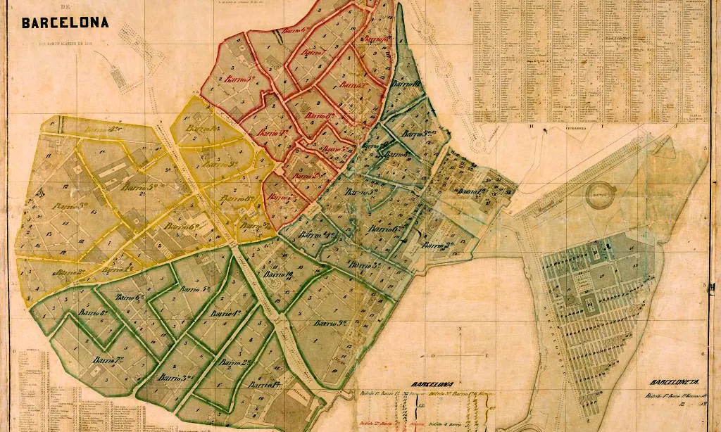 Mapa de Barcelona (1858).