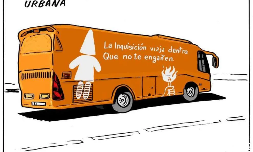 Vinyeta que critica l'actuació d'Hazte Oír. Font: J.R.Mora