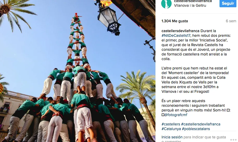 Una foto de l'Instagram dels Castellers de Vilafranca