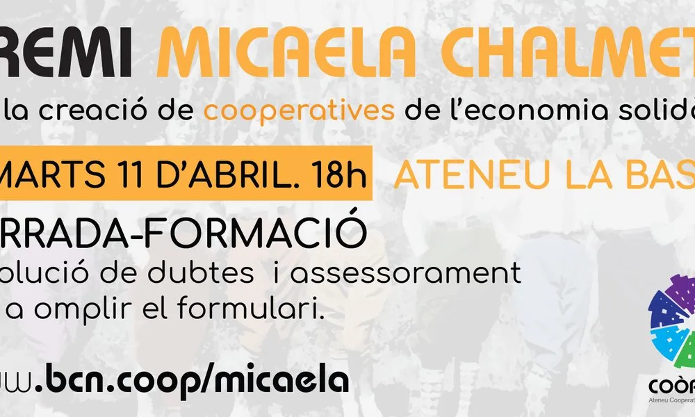 Xerrada-formació del Premi Micaela Chalmeta. Font: Twitter de Coòpolis