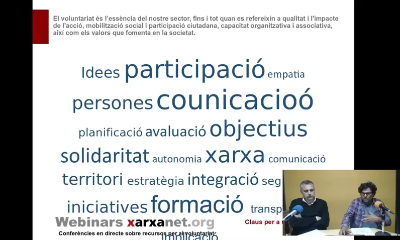 Captura del webinar sobre gestió del voluntariat