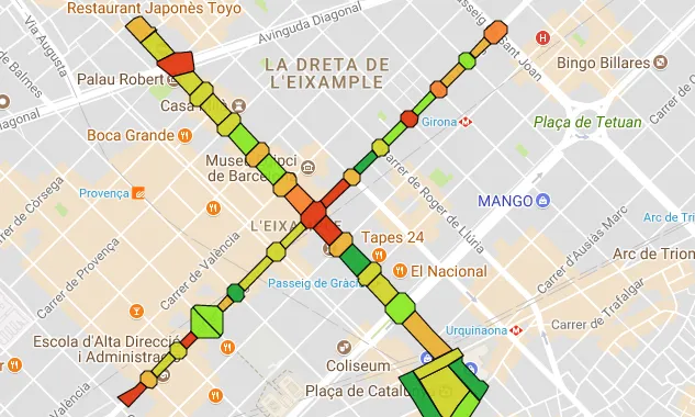 El signe més que es farà, al plànol de Barcelona
