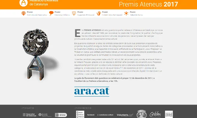 Web Premi Votació Popular Premis Ateneus 2017