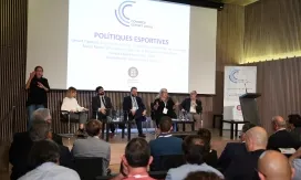 Gerard Esteva, el segon per la dreta, amb la resta de ponents al Congrés de l'Esport Local