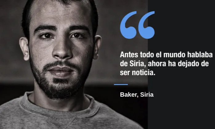 Baker és una de les persones que explica la seva història a Siria App. 