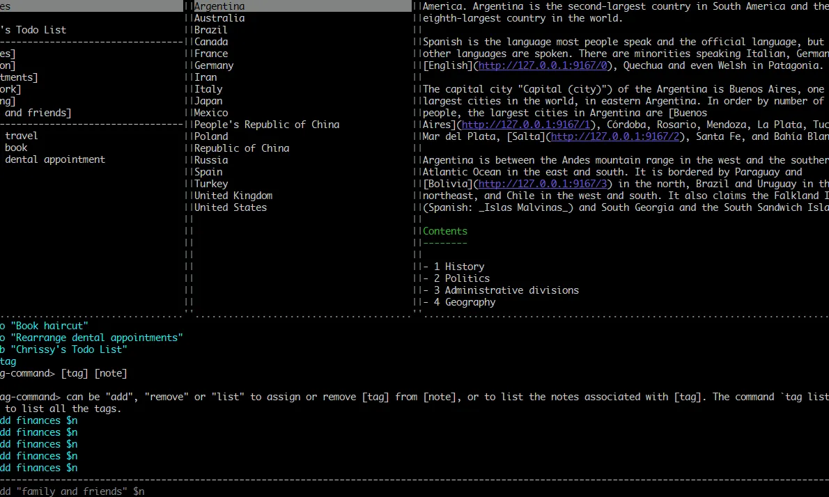 Captura de pantalla de la versió per terminal de Joplin