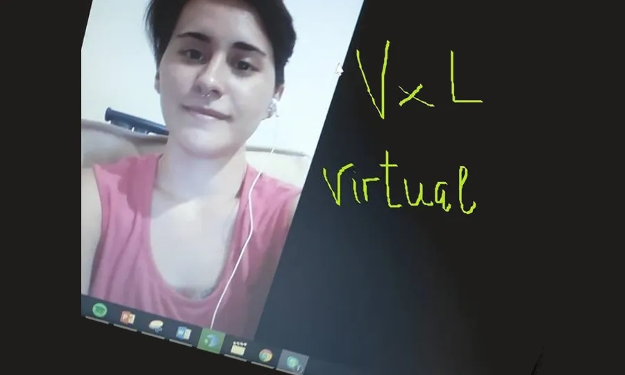 Una usuària de la plataforma a la pantalla de l'ordinador