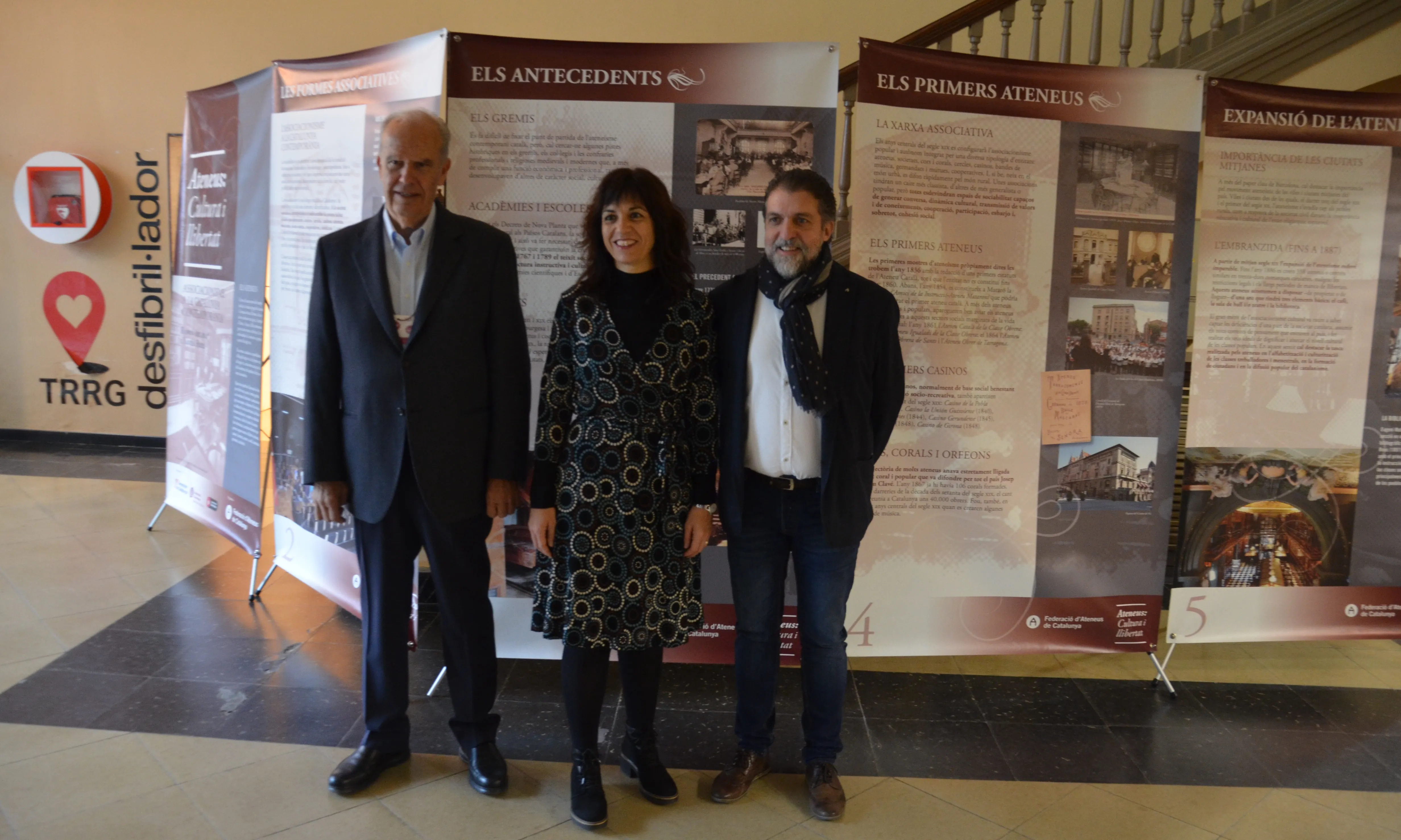 El president de l'Ateneu de Tàrrega, l'alcaldessa de Tàrrega i el president de la Federació d'Ateneus