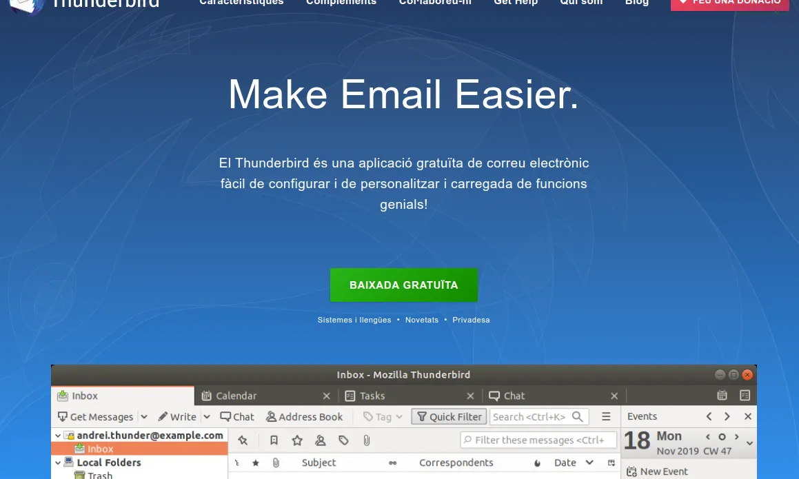 Mozilla Thunderbird és un sistema-client de correu electrònic