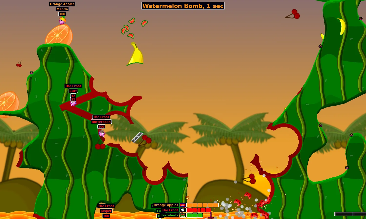 Captura de pantalla de Hedgewars. Imatge de Hedgewars.