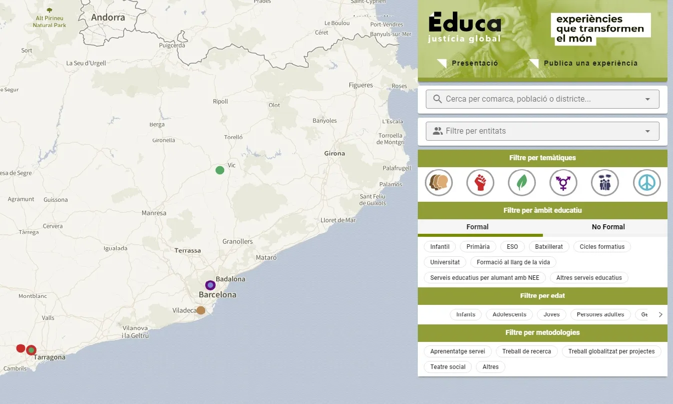 El Mapa Educa Justícia Global serveix per donar valor a les experiències educatives que transformen el món.