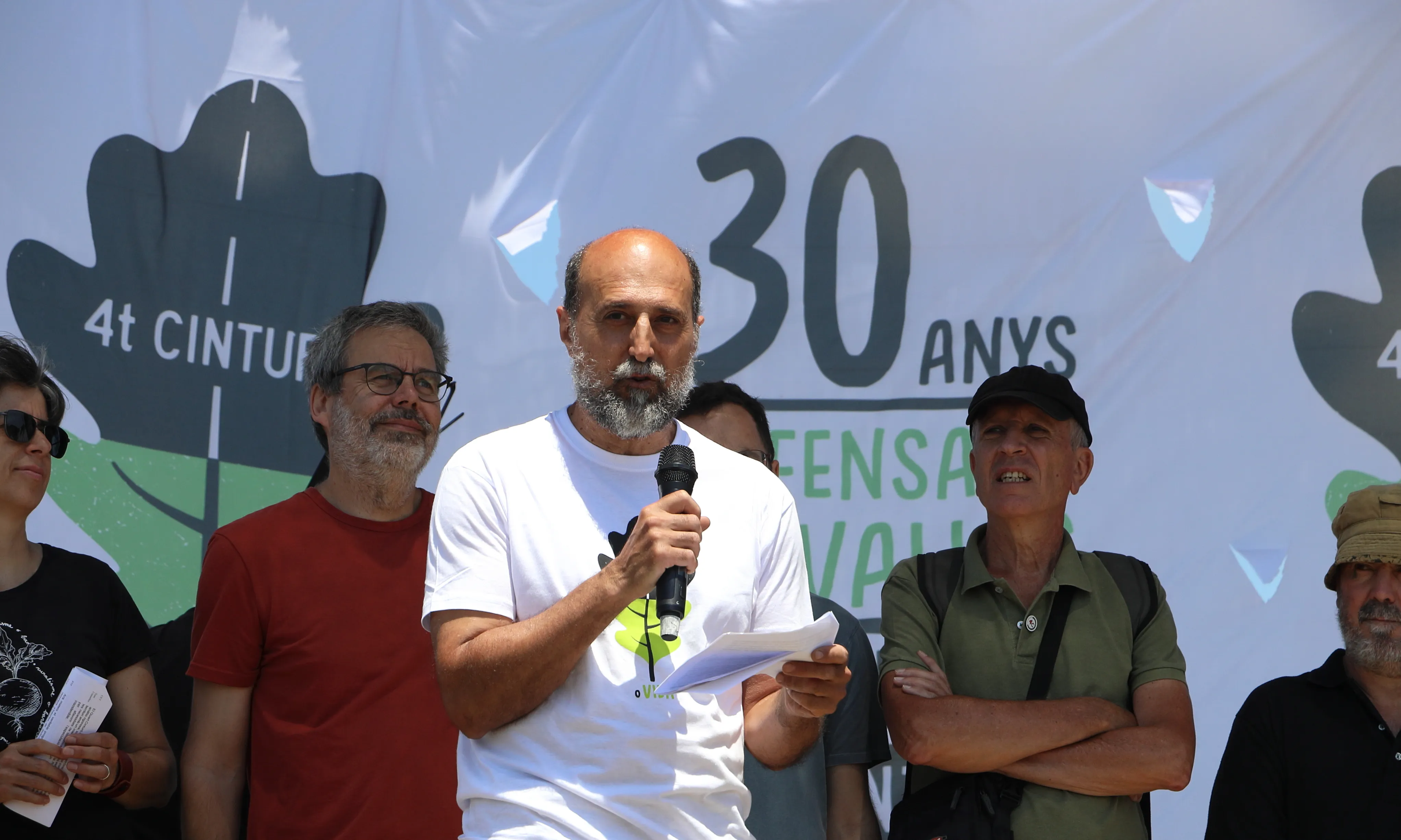 Toni Altaió, portaveu de la Campanya contra el Quart Cinturó, durant la celebració dels trenta anys de la lluita.