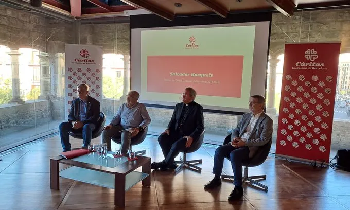 Un moment de l'acte en el qual s'ha anunciat el relleu al capdavant de Càritas Barcelona.