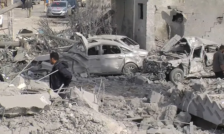Un carrer de la Franja de Gaza, després d'un atac