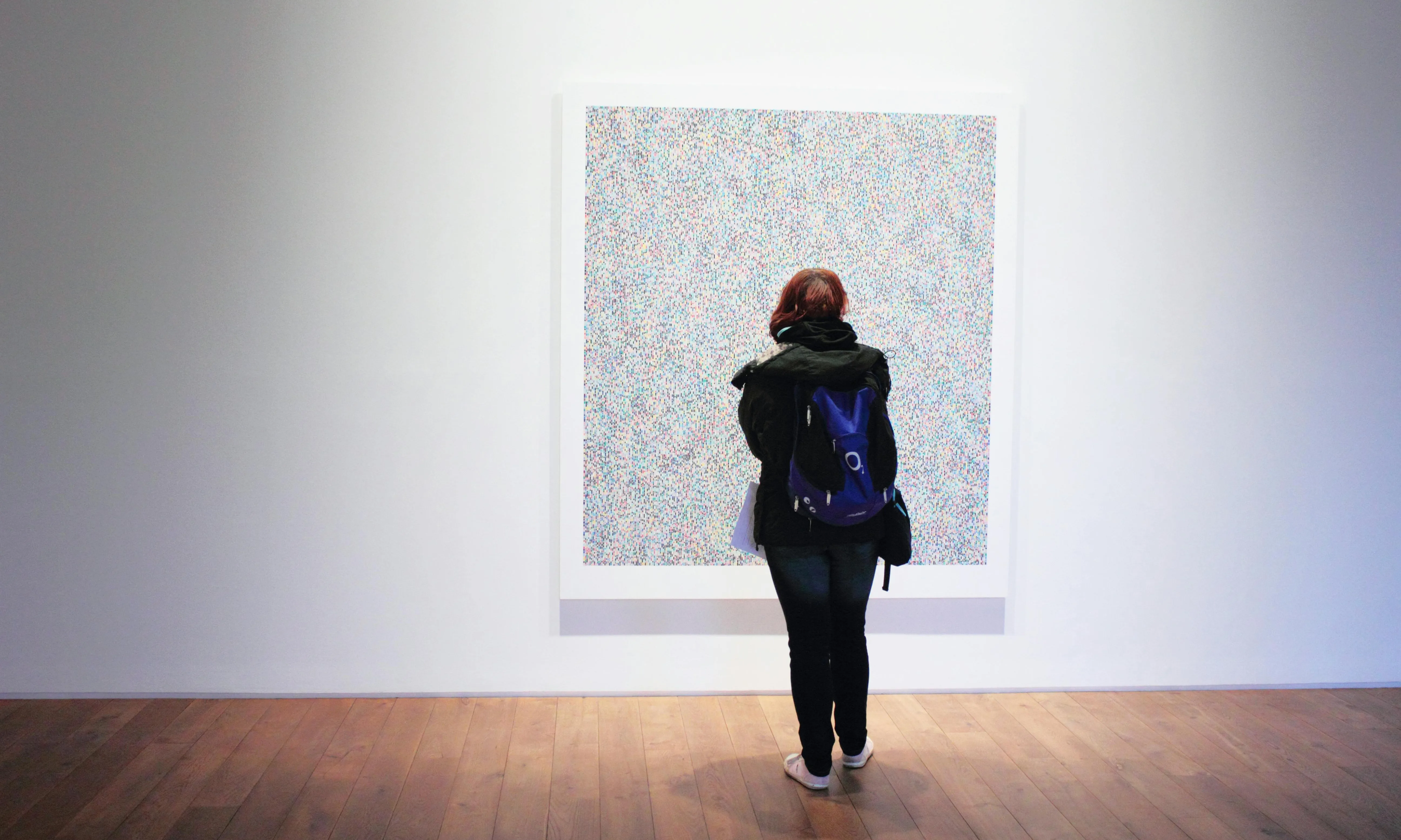 Persona mirant un quadre en un museu. Font: Pexels - Bara Cross