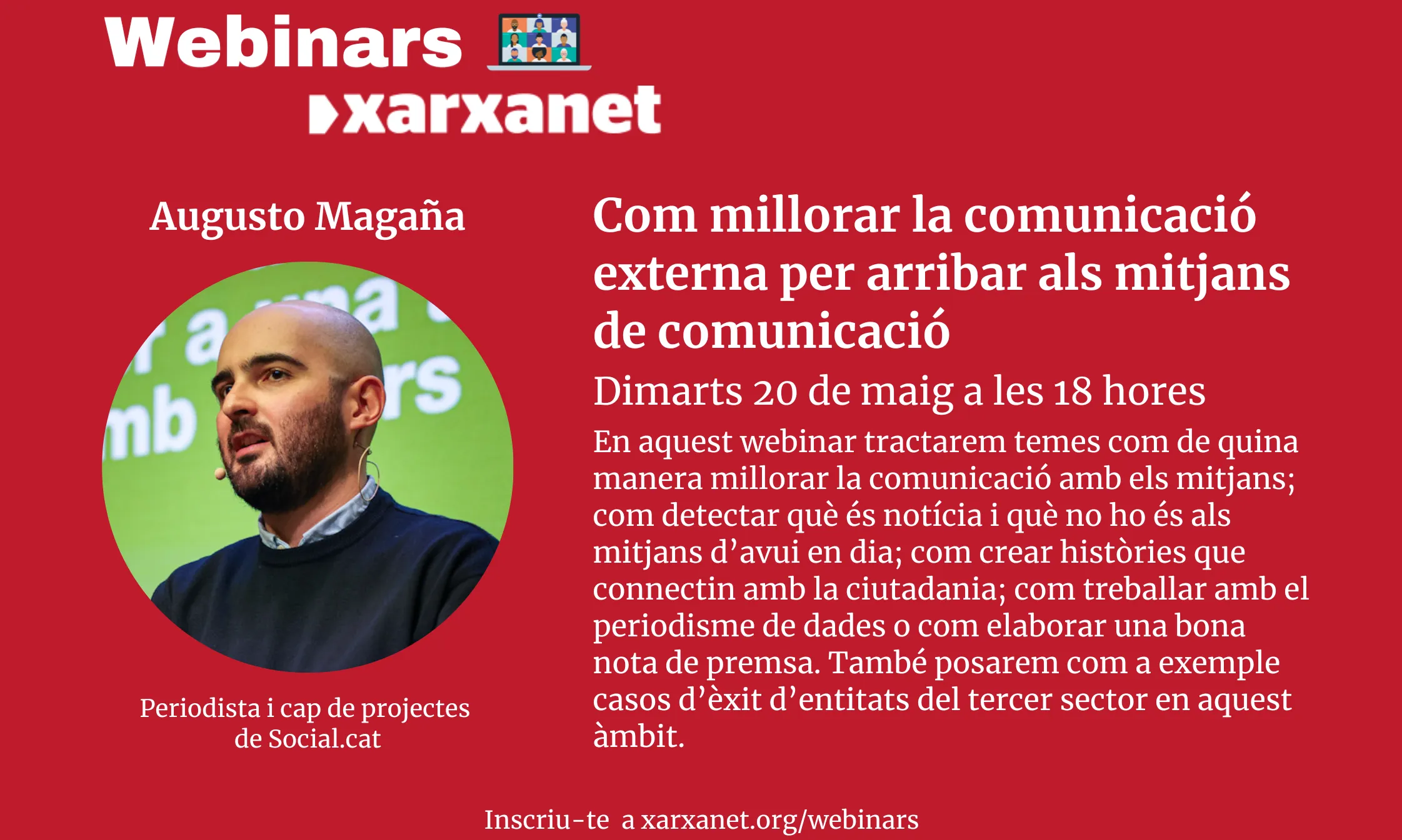 Webinar 'Com millorar la comunicació externa per arribar als mitjans de comunicació'