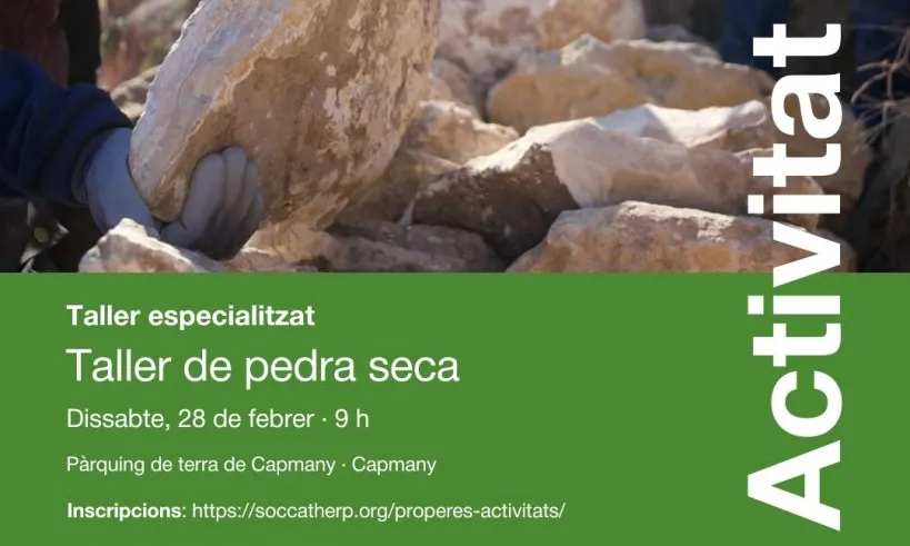 Cartell oficial de la jornada dedicada a l’aprenentatge de l’art de la pedra seca.