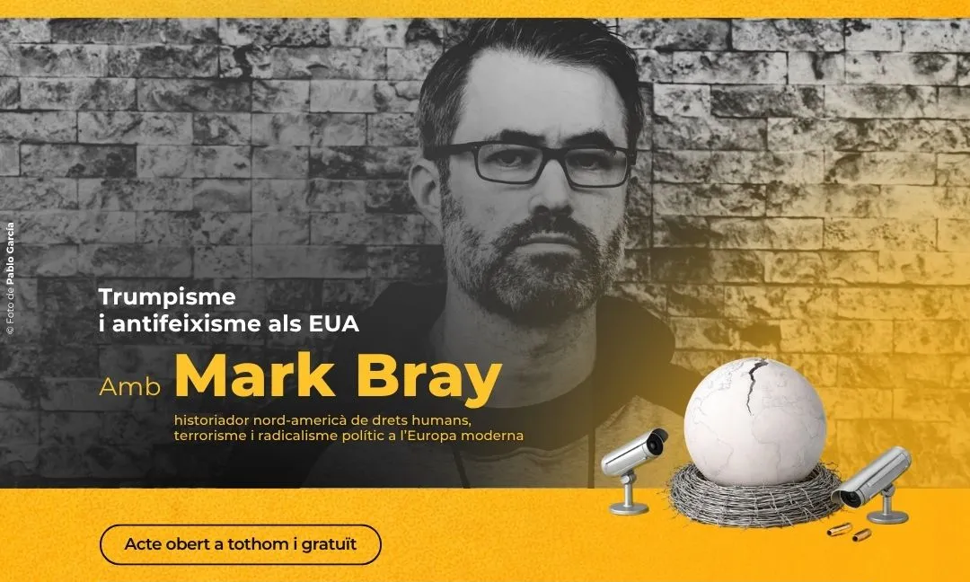 Cartell oficial de la Conferència 'Trumpisme i antifeixisme als EUA' amb Mark Bray.